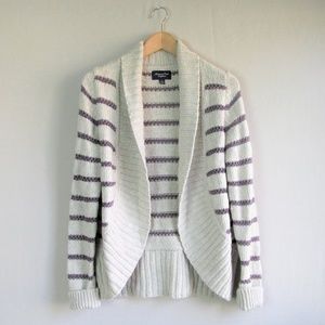 AEO open front striped chunky knit cardigan